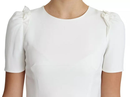 Dolce & Gabbana White Stretch Short Sleeved Peplum Blouse Top