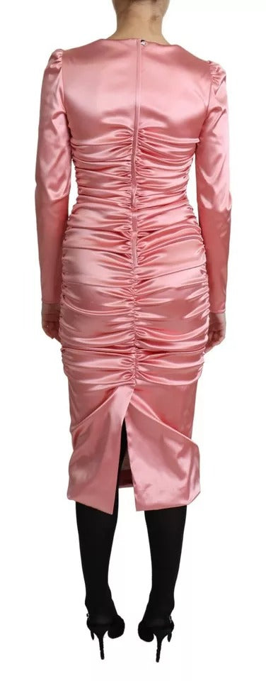 Dolce & Gabbana Pink Bodycon Long Sleeved Sheath Midi Dress