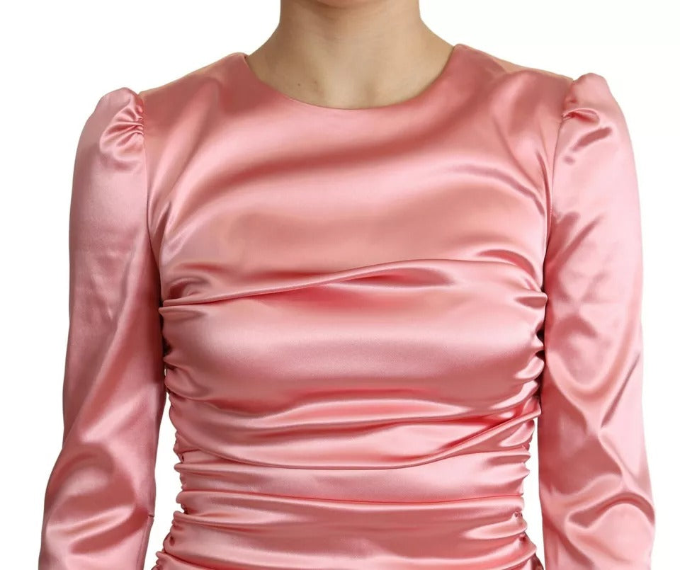 Dolce & Gabbana Pink Bodycon Long Sleeved Sheath Midi Dress