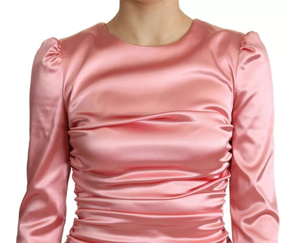 Dolce & Gabbana Pink Bodycon Long Sleeved Sheath Midi Dress