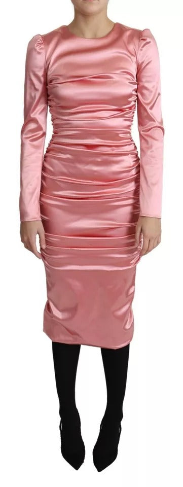Dolce & Gabbana Pink Bodycon Long Sleeved Sheath Midi Dress