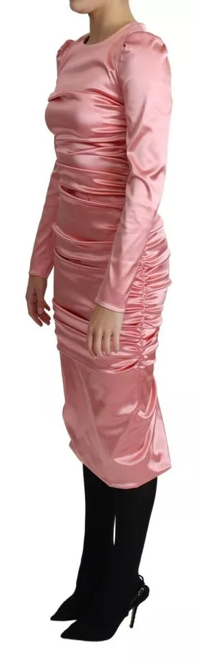 Dolce & Gabbana Pink Bodycon Long Sleeved Sheath Midi Dress