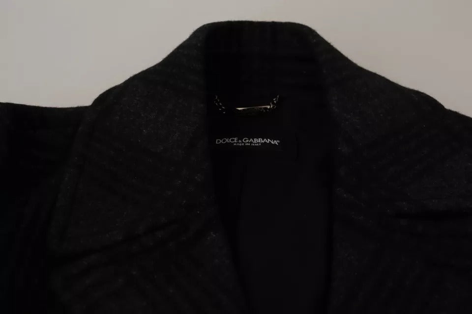 Dolce & Gabbana Men's Black Check Wool Double-Breasted Jacket - 100% Authentic