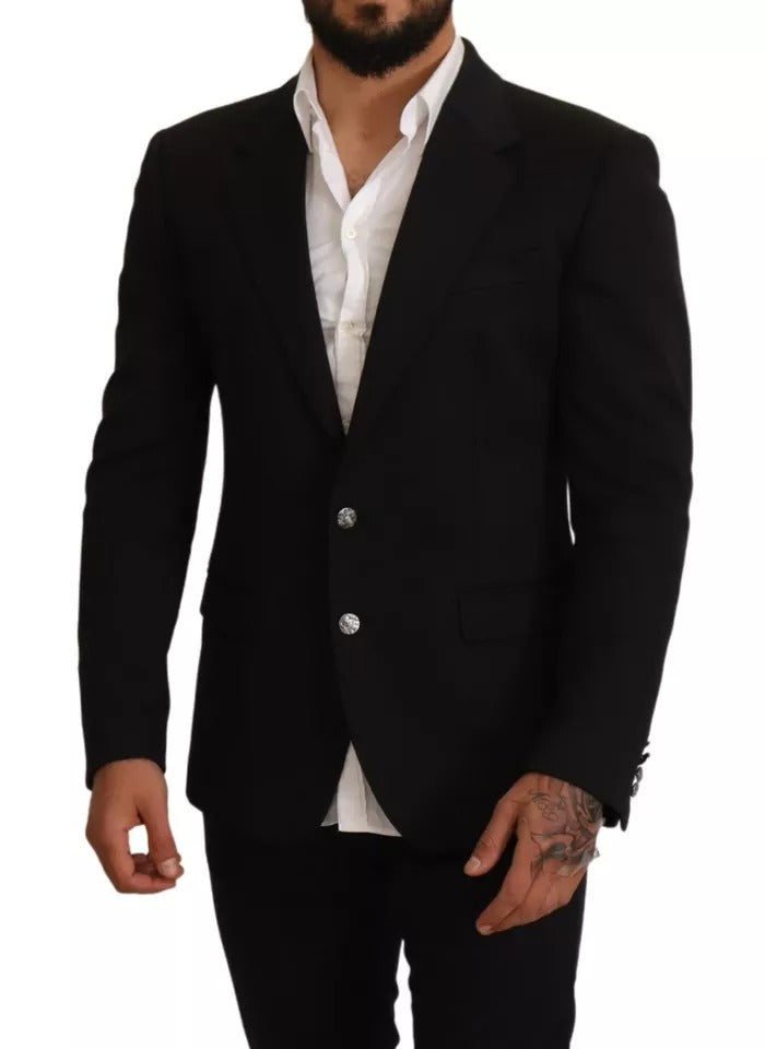 Dolce & Gabbana Men's Black Cotton Slim Fit BlazerJacket