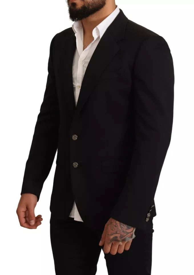 Dolce & Gabbana Men's Black Cotton Slim Fit BlazerJacket