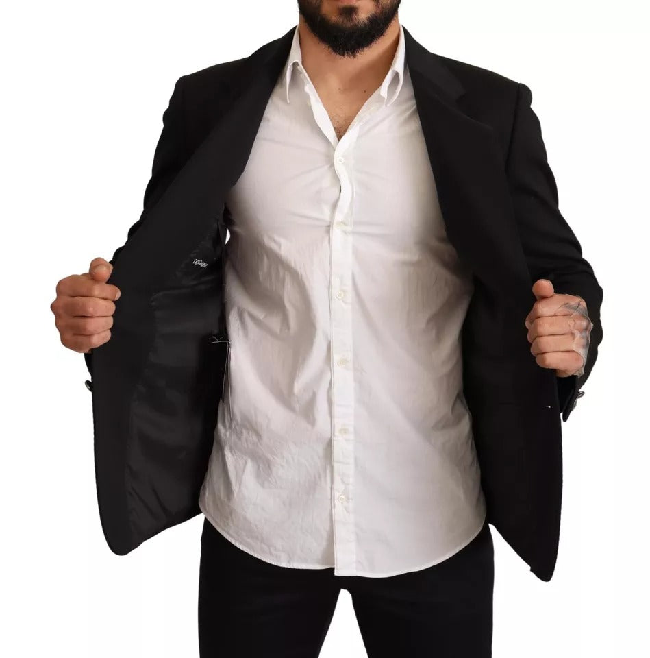 Dolce & Gabbana Men's Black Cotton Slim Fit BlazerJacket