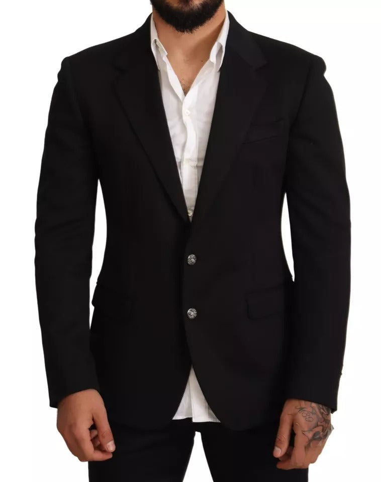 Dolce & Gabbana Men's Black Cotton Slim Fit BlazerJacket