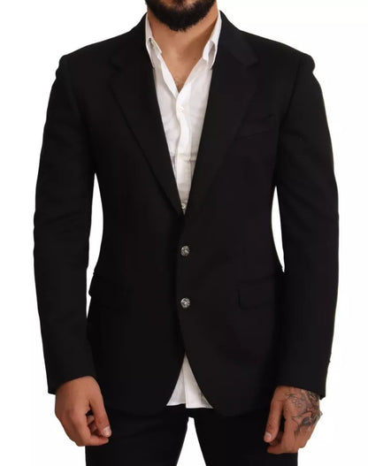 Dolce & Gabbana Men's Black Cotton Slim Fit BlazerJacket