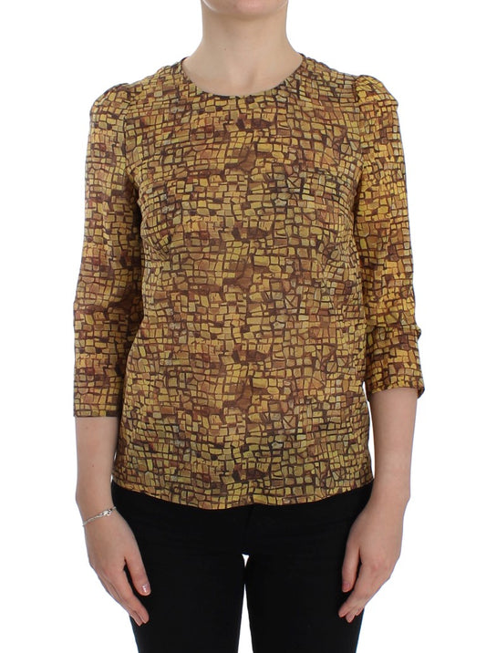  - Sicilian Mosaic Print Silk Blouse