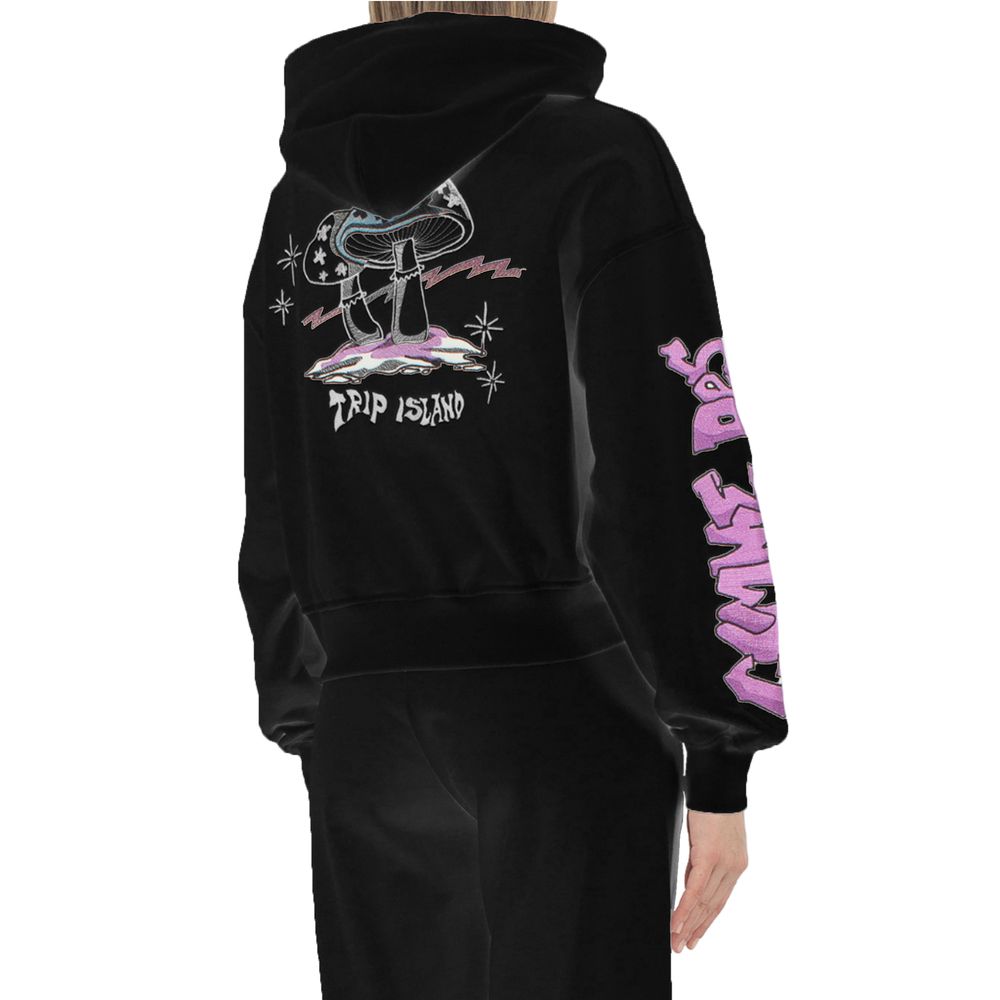 Comme Des Fuckdown Women's Black Cropped Hoodie