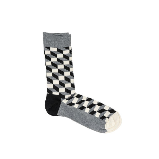 Happy Socks Gray Geo Print Cotton Socks