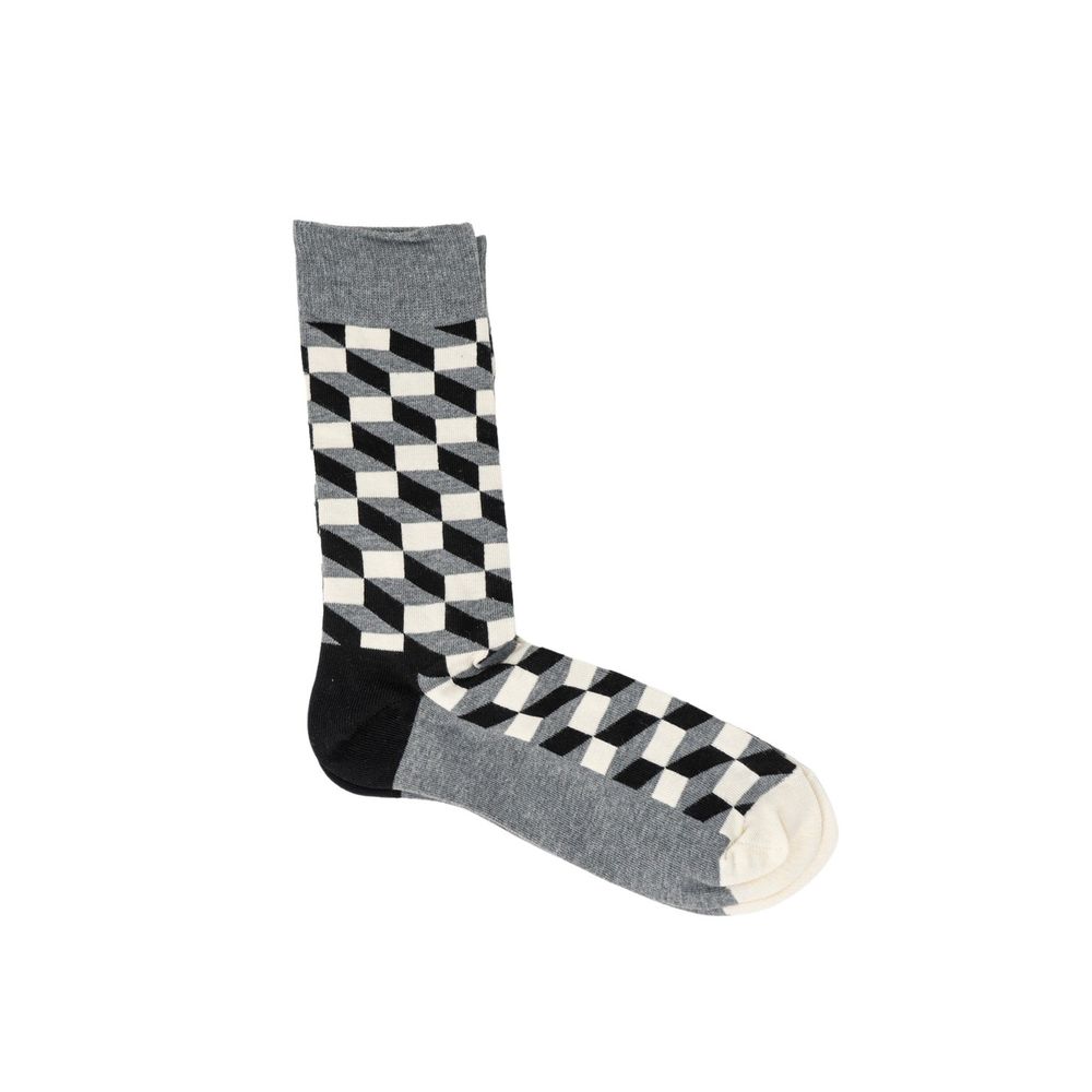 Happy Socks Gray Geo Print Cotton Socks