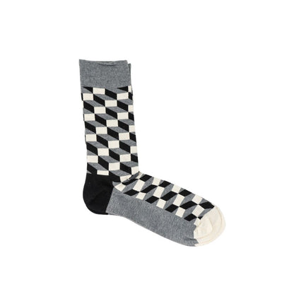 Happy Socks Gray Geo Print Cotton Socks