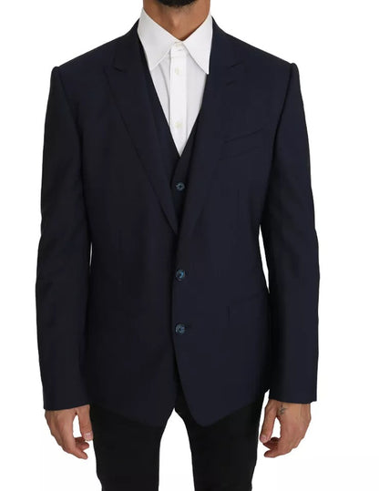 Dolce & Gabbana Blue Wool MARTINI Blazer & Vest 2 Piece for Men