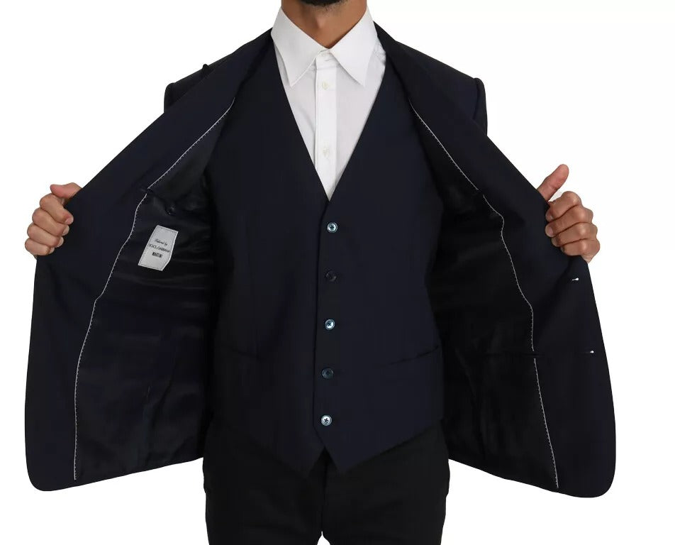 Dolce & Gabbana Blue Wool MARTINI Blazer & Vest 2 Piece for Men