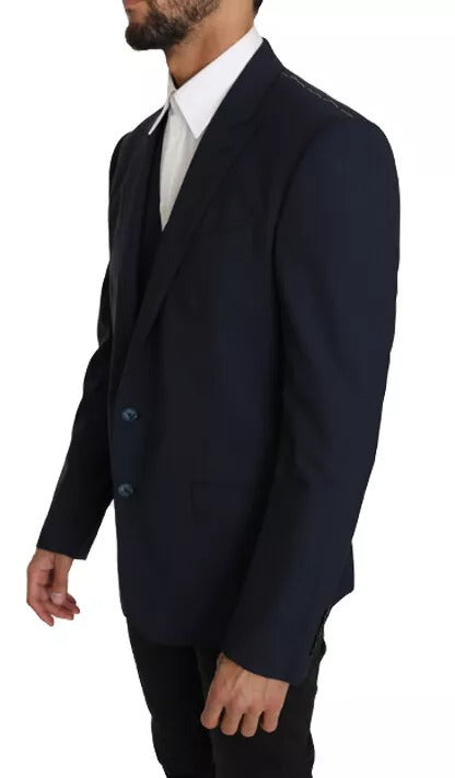 Dolce & Gabbana Blue Wool MARTINI Blazer & Vest 2 Piece for Men