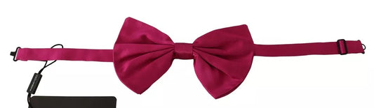Dolce & Gabbana Pink 100% Silk Adjustable Neck Bow Tie for Men