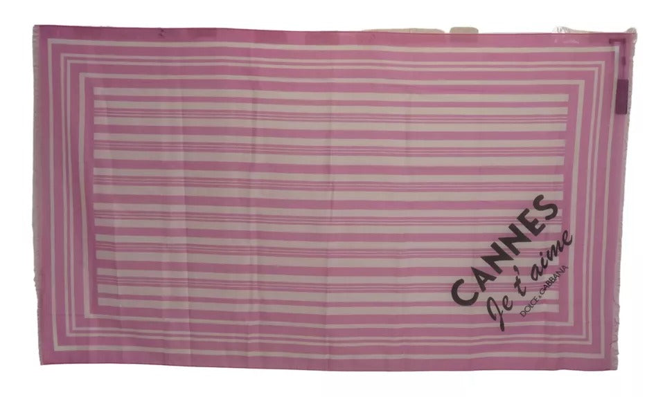 Dolce & Gabbana Cannes Pink & White Striped Wrap Shawl Scarf
