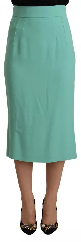 Dolce & Gabbana Mint Green Pencil Cut High Waist Midi Skirt
