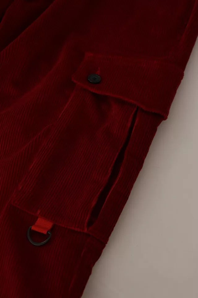 Dolce & Gabbana Men's Red Cord Cotton Cargo Skinny Pants
