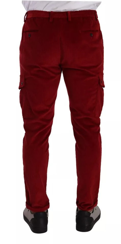 Dolce & Gabbana Men's Red Cord Cotton Cargo Skinny Pants