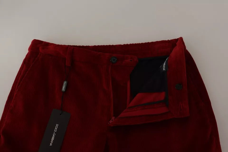 Dolce & Gabbana Men's Red Cord Cotton Cargo Skinny Pants