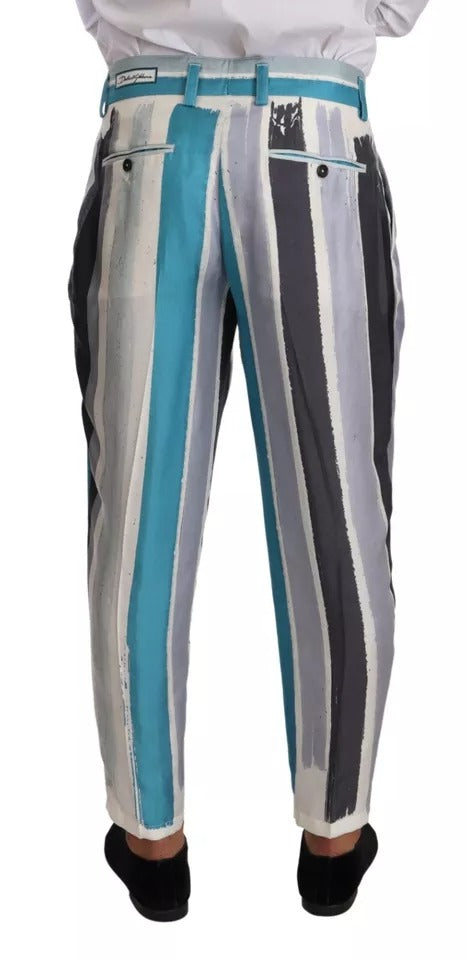 Dolce & Gabbana Men's Multicolour Striped Silk Tapered Pants
