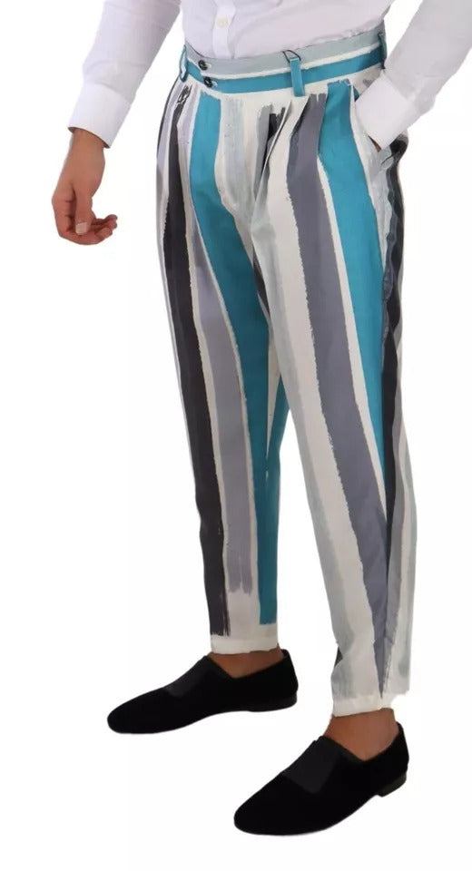 Dolce & Gabbana Men's Multicolour Striped Silk Tapered Pants