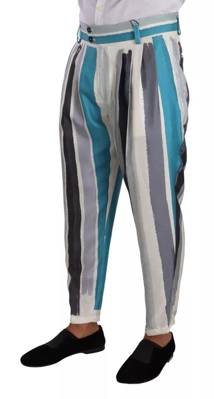 Dolce & Gabbana Men's Multicolour Striped Silk Tapered Pants