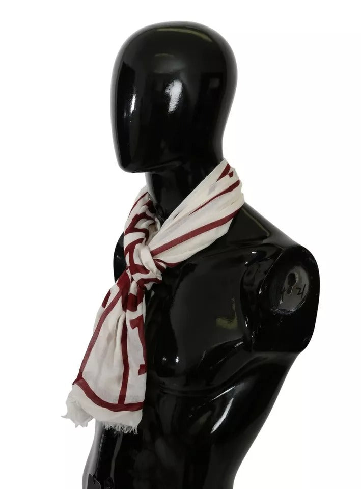 Dolce & Gabbana White & Red Printed Wrap Shawl Modal Scarf