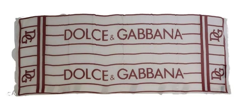 Dolce & Gabbana White & Red Printed Wrap Shawl Modal Scarf