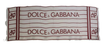 Dolce & Gabbana White & Red Printed Wrap Shawl Modal Scarf