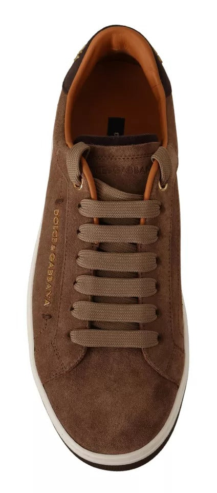 Dolce & Gabbana Men's Brown Roma Suede Logo Low-Top Sneakers