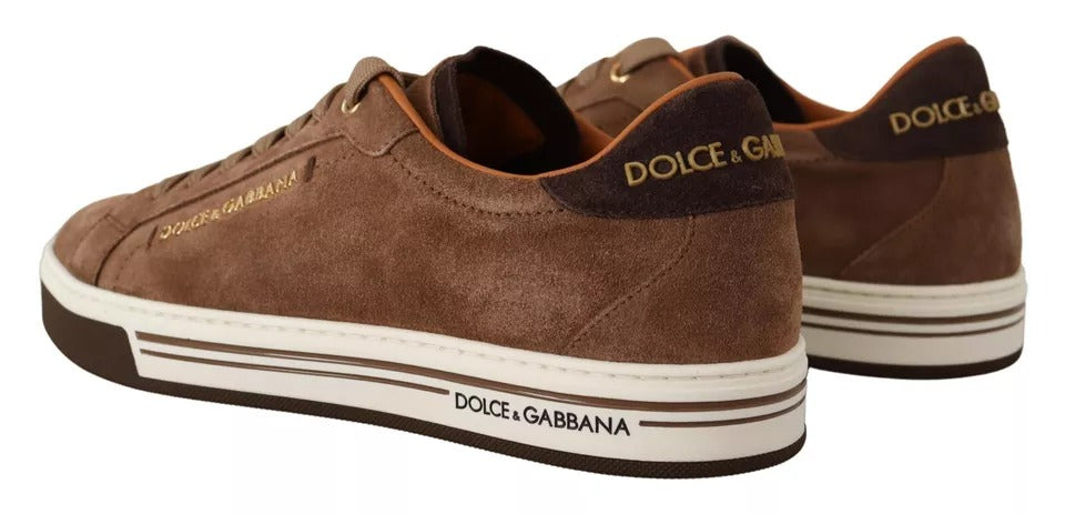 Dolce & Gabbana Men's Brown Roma Suede Logo Low-Top Sneakers