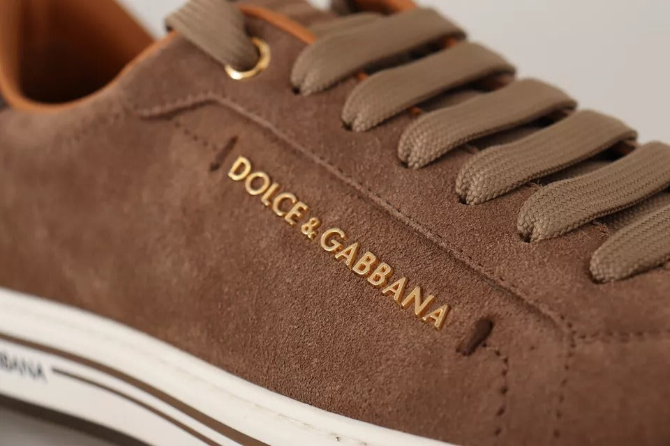 Dolce & Gabbana Men's Brown Roma Suede Logo Low-Top Sneakers