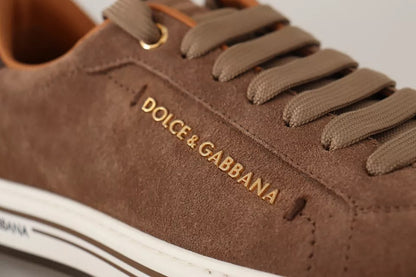 Dolce & Gabbana Men's Brown Roma Suede Logo Low-Top Sneakers