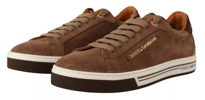 Dolce & Gabbana Men's Brown Roma Suede Logo Low-Top Sneakers