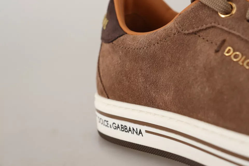 Dolce & Gabbana Men's Brown Roma Suede Logo Low-Top Sneakers
