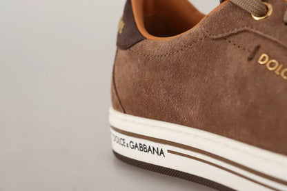 Dolce & Gabbana Men's Brown Roma Suede Logo Low-Top Sneakers