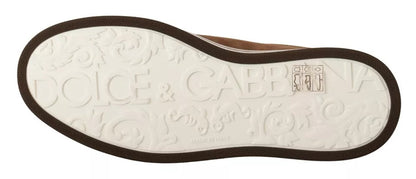 Dolce & Gabbana Men's Brown Roma Suede Logo Low-Top Sneakers