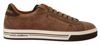 Dolce & Gabbana Men's Brown Roma Suede Logo Low-Top Sneakers
