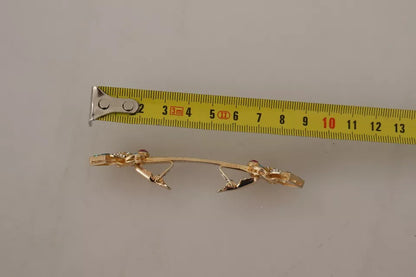 Dolce & Gabbana Gold Plated 925 Sterling Silver Crystal Collar Brooch