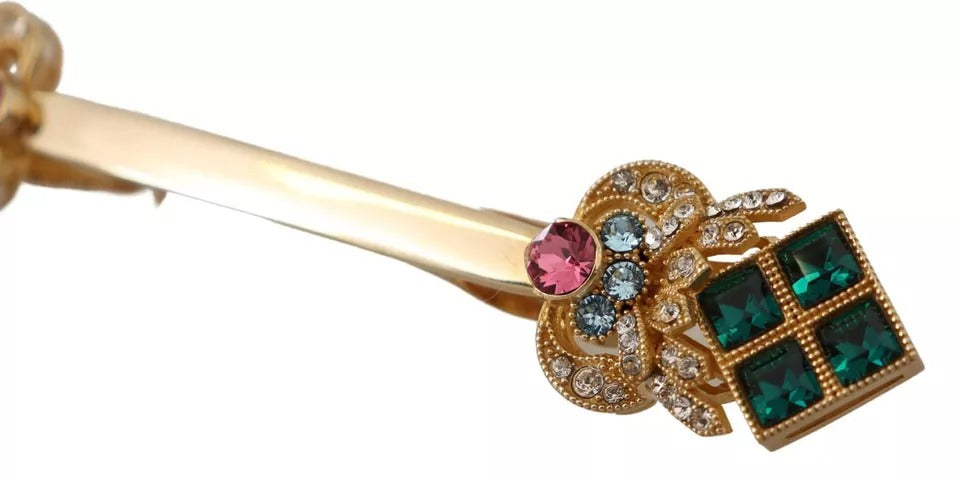 Dolce & Gabbana Gold Plated 925 Sterling Silver Crystal Collar Brooch