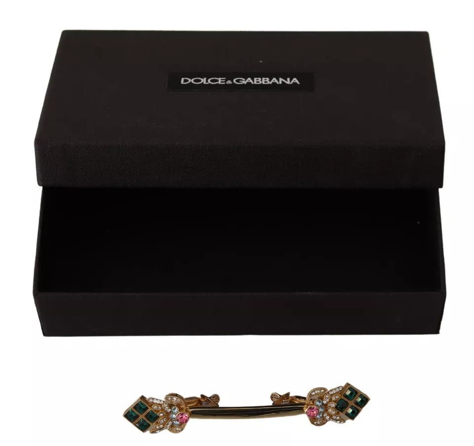 Dolce & Gabbana Gold Plated 925 Sterling Silver Crystal Collar Brooch