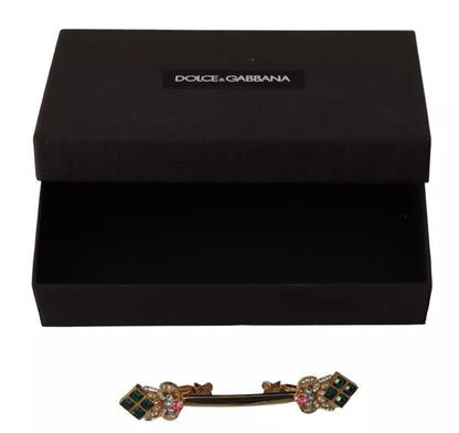 Dolce & Gabbana Gold Plated 925 Sterling Silver Crystal Collar Brooch