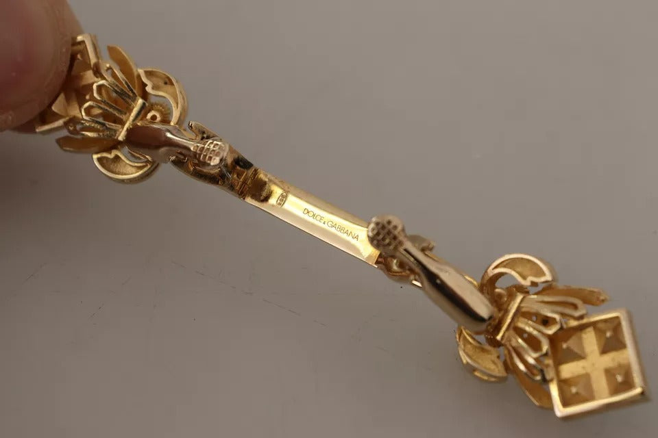 Dolce & Gabbana Gold Plated 925 Sterling Silver Crystal Collar Brooch