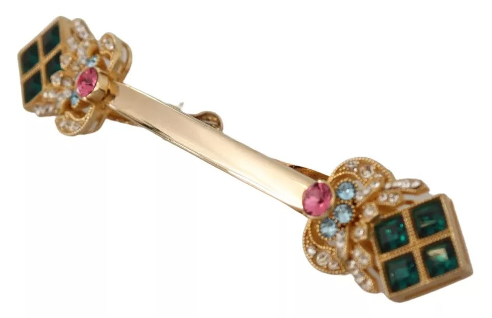 Dolce & Gabbana Gold Plated 925 Sterling Silver Crystal Collar Brooch