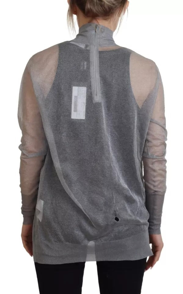 Dolce & Gabbana Gray Sheer Turtleneck Jumper