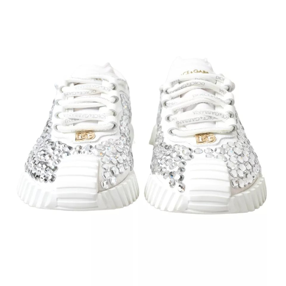 Dolce & Gabbana Embellished White NS1 Canvas & Leather Sneakers for Women