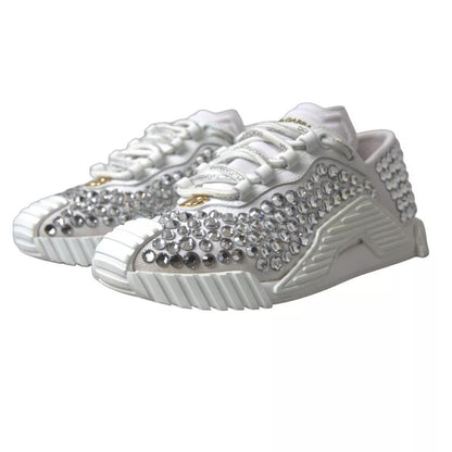 Dolce & Gabbana Embellished White NS1 Canvas & Leather Sneakers for Women